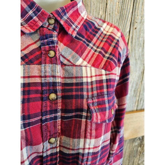 Jachs girlfriend comfort stretch plaid flannel button up M - Picture 3 of 8